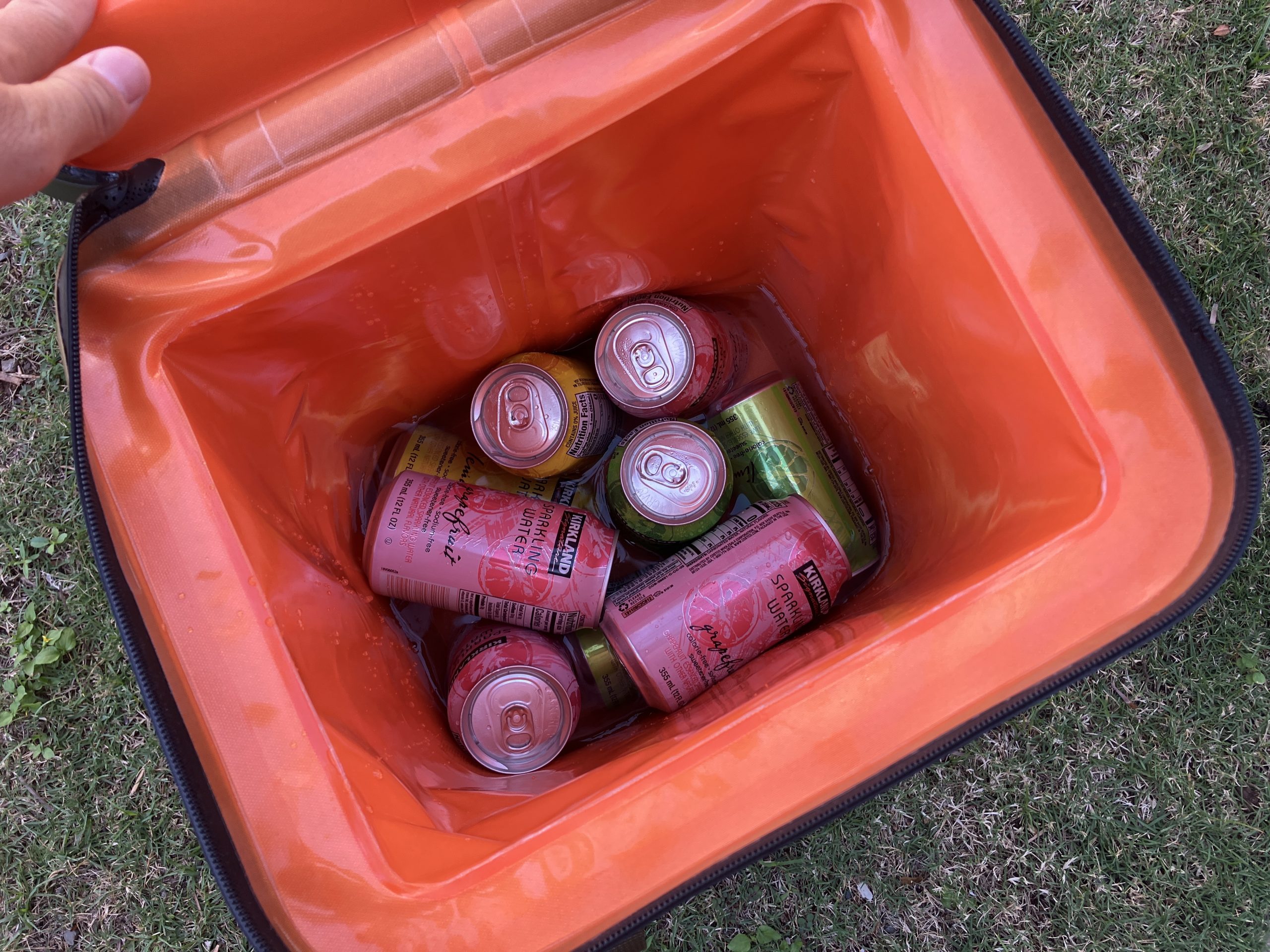 cans in the cooler compartment of the RTIC Backpack Cooler