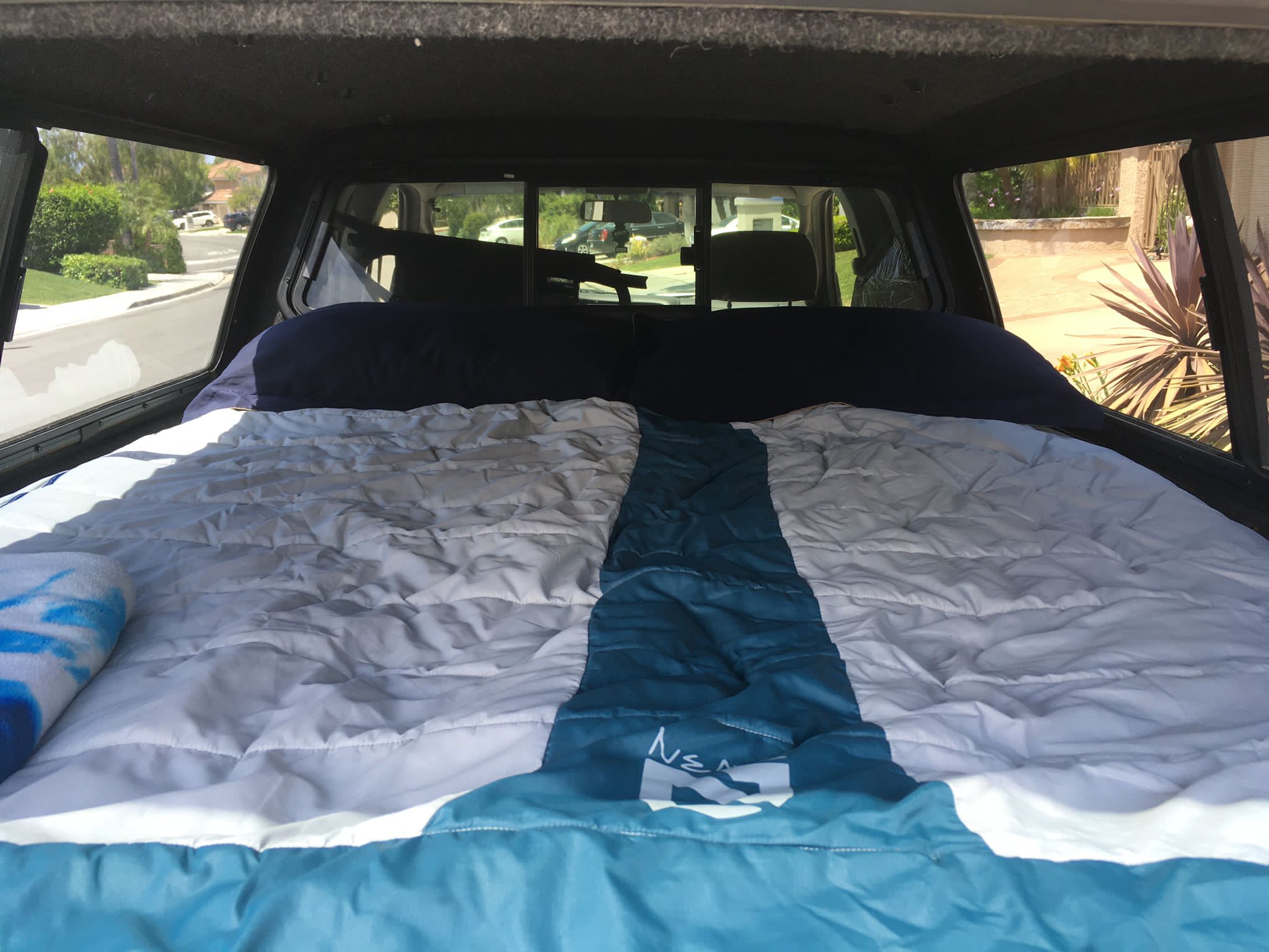 Nemo double sleeping bag in a truck