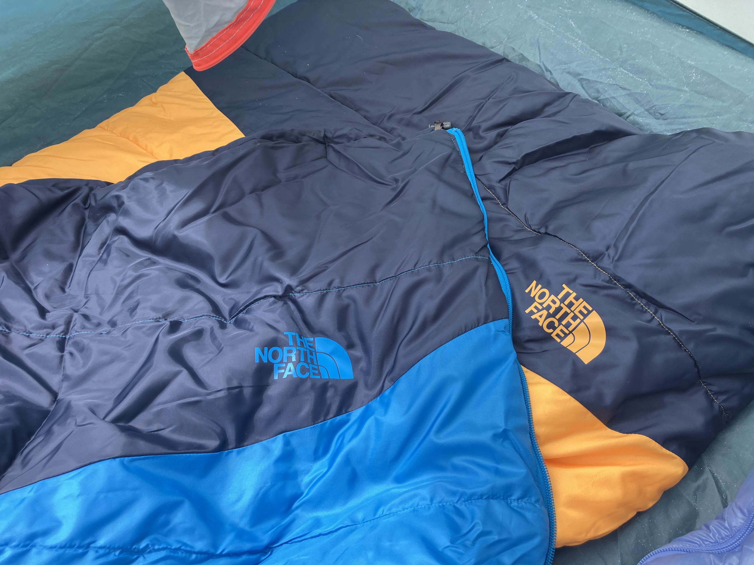 close up of the north face sleeping bag