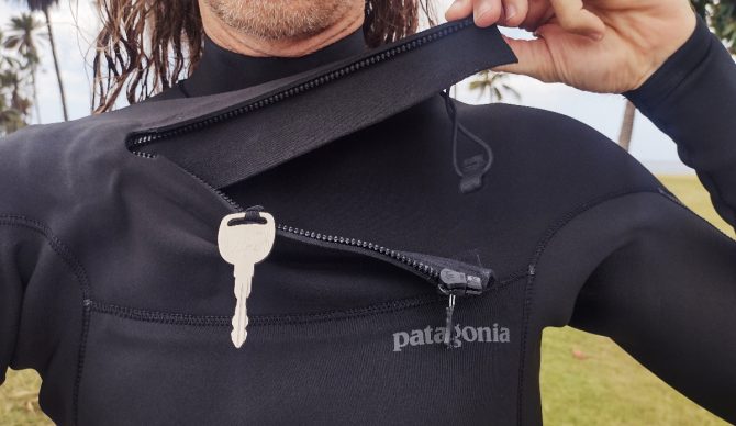 Patagonia front-zip springsuit with key