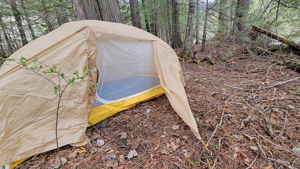 The North Face Trail lite 2 backpacking tents in the forest