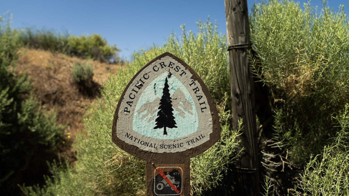 A trail sign on the PCT marks the way. Photo: Arrowhead