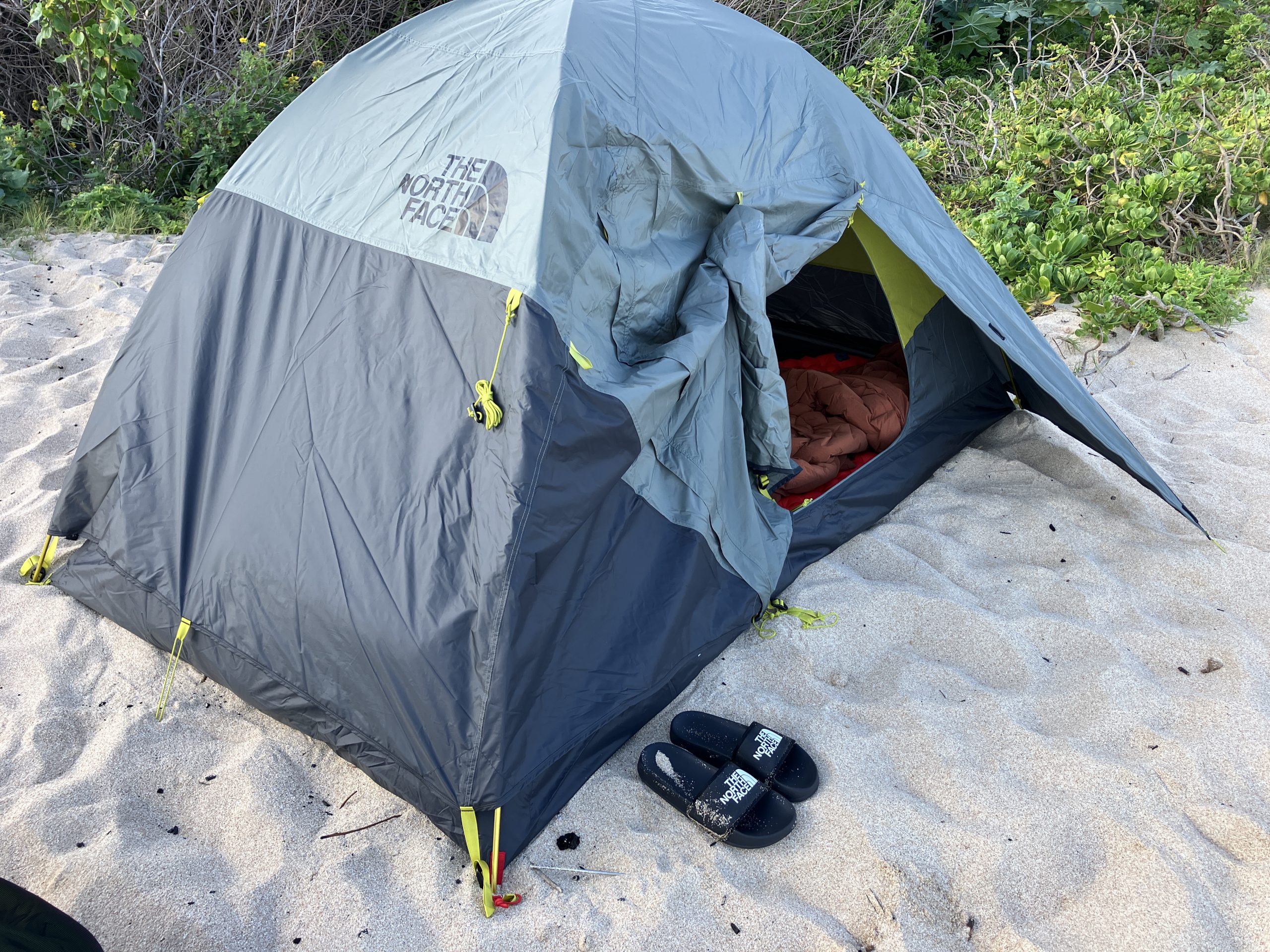 the north face tent at the beach 