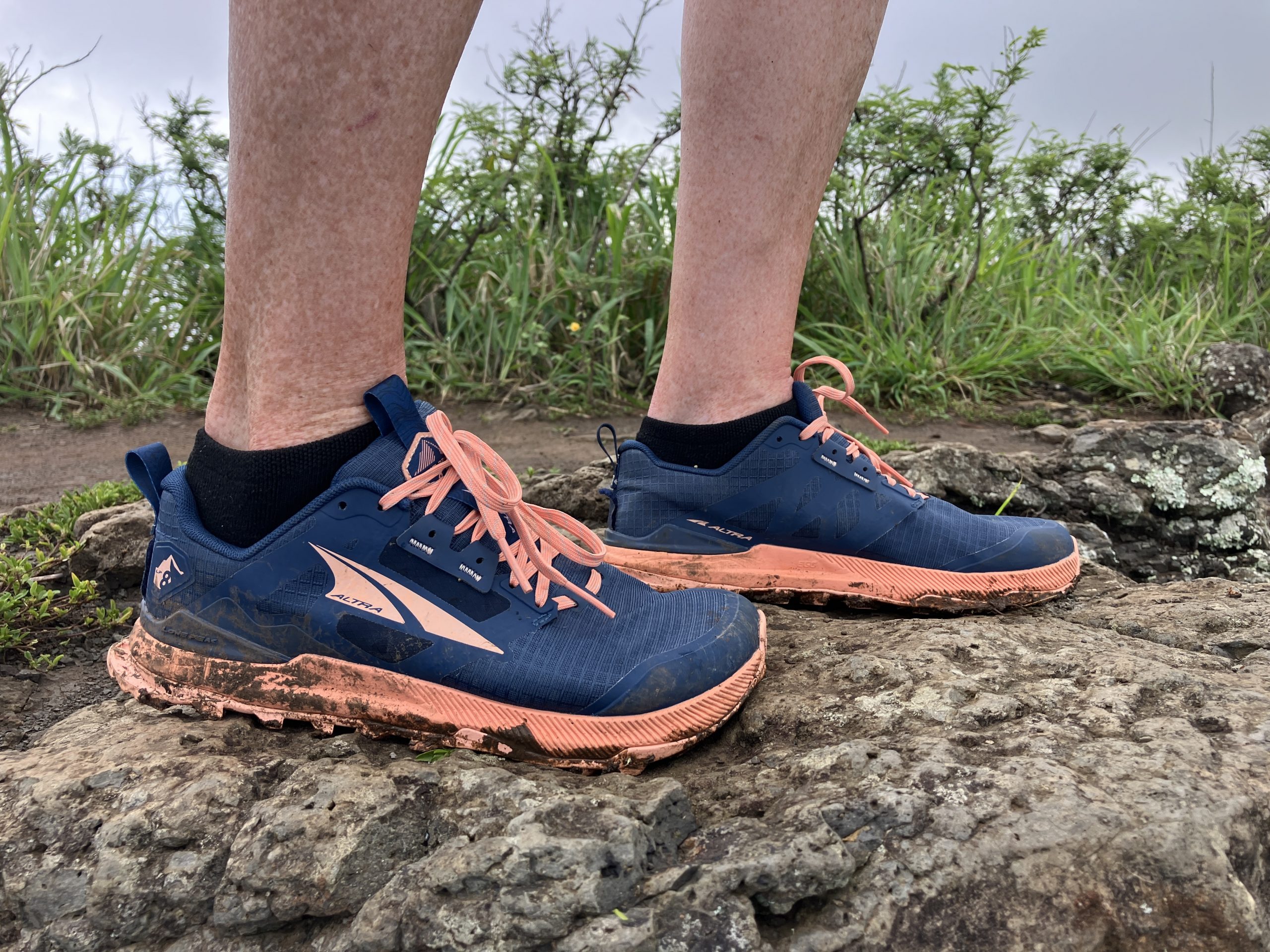 Wearing Altra Lone Peak 8 hiking shoes