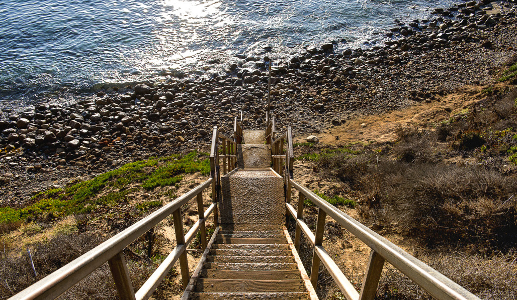 Stairs descend to the shoreline at Point Dume Nature Preserve. Photo: Courtesy of California State Parks, 2024