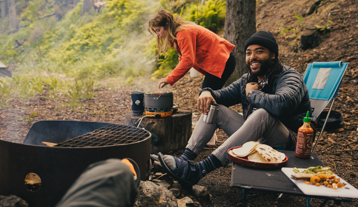 cooking at camp