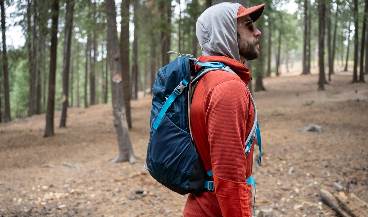 man hiking with a daypack