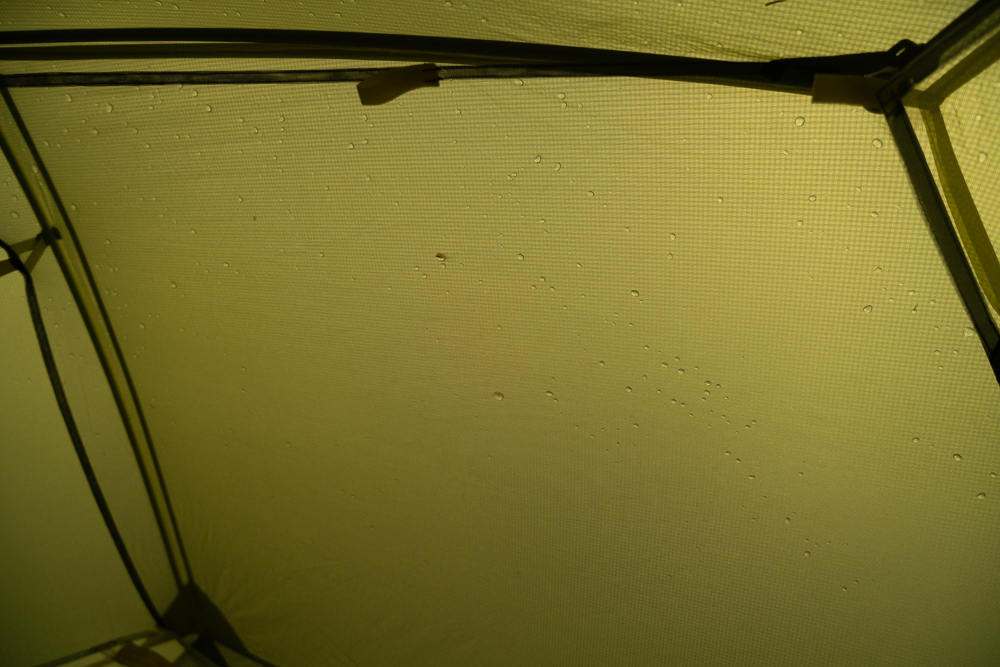 the inside of the rainfly on the nemo dagger osmo 3p backpacking tent