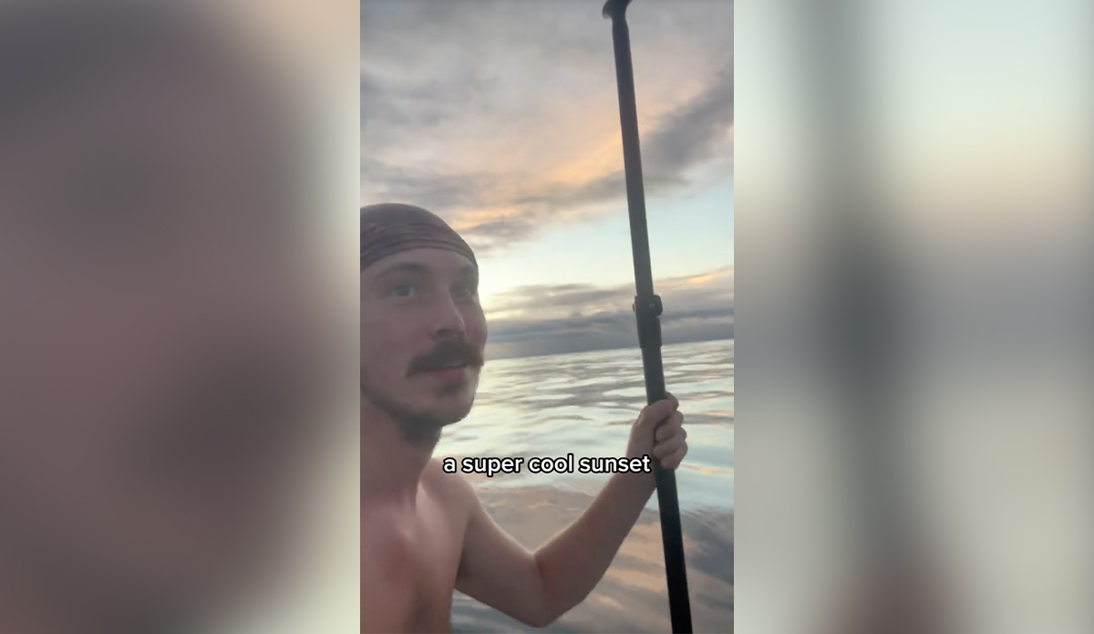 Luke has the internet pretty freaked out, for his recent video of him paddleboarding over a thousand miles from land. Photo: Sailing_Songbird // Tiktok