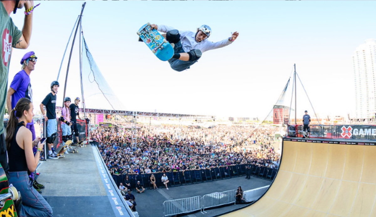 Skateboarding will return to the US Open of Surfing with the Lexus X Games Vert Pro. Photo: WSL