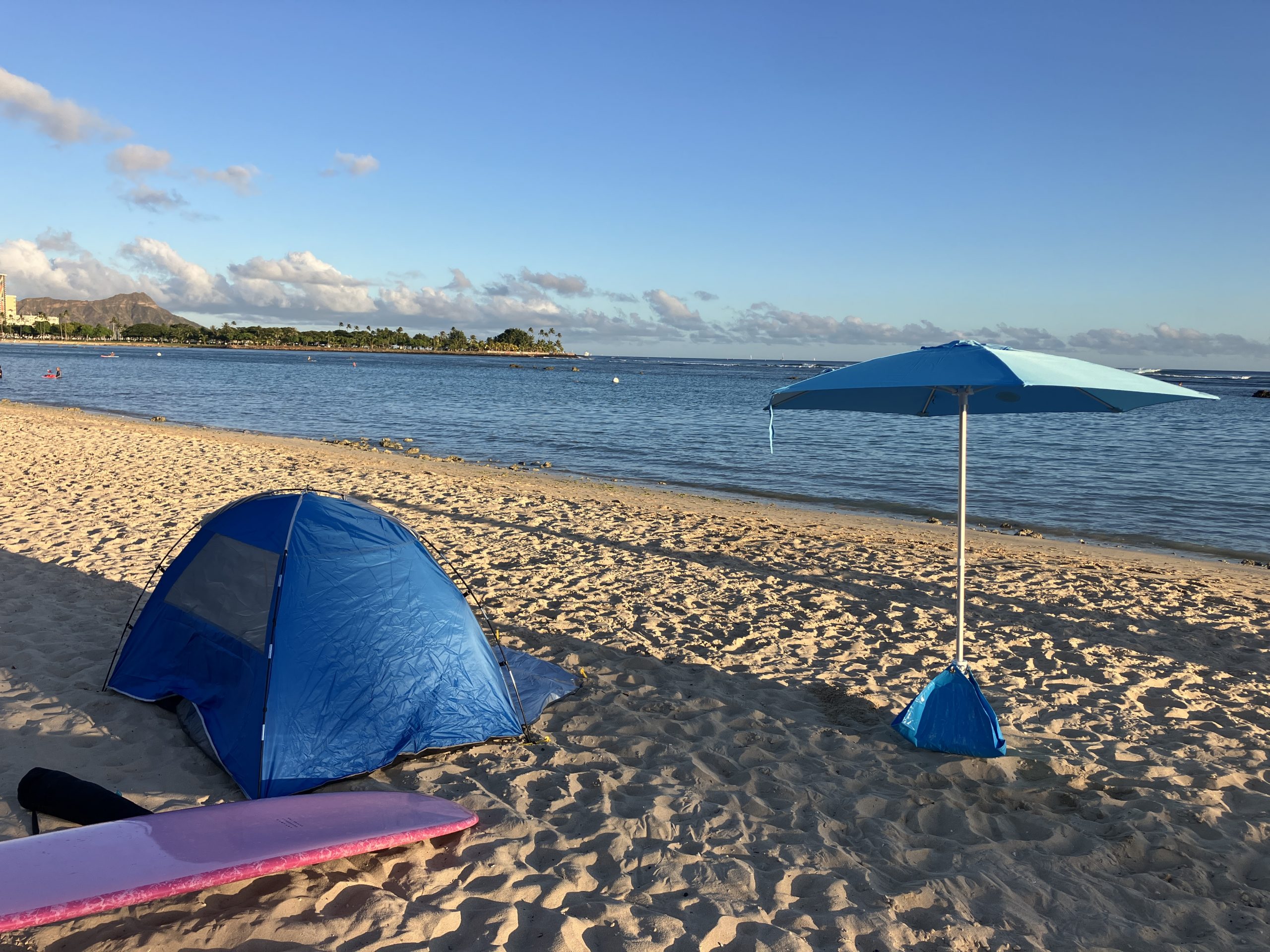 a beach umbrella and a beach canopy