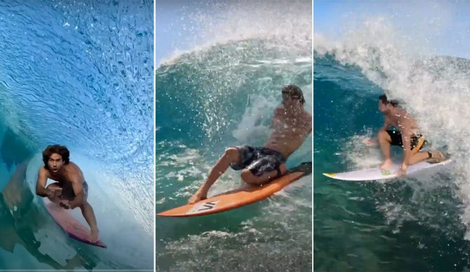 Mason Ho, Clay Marzo, and Parker Coffin at the Surf Ranch