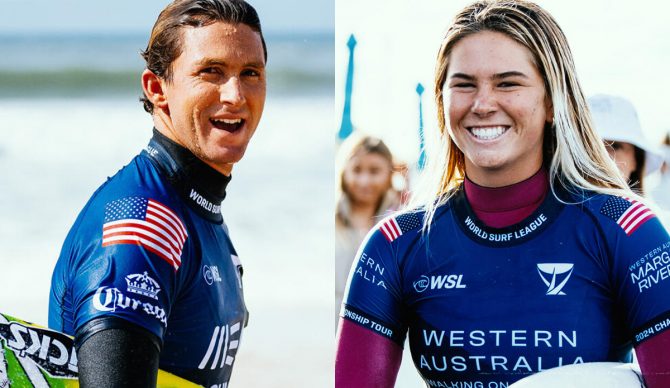 Crosby Colapinto and Sawyer Lindblad are the WSL's 2024 Rookies of The Year. Photos: WSL