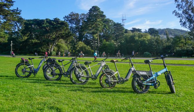 testing fat tire electric bikes in golden gate park