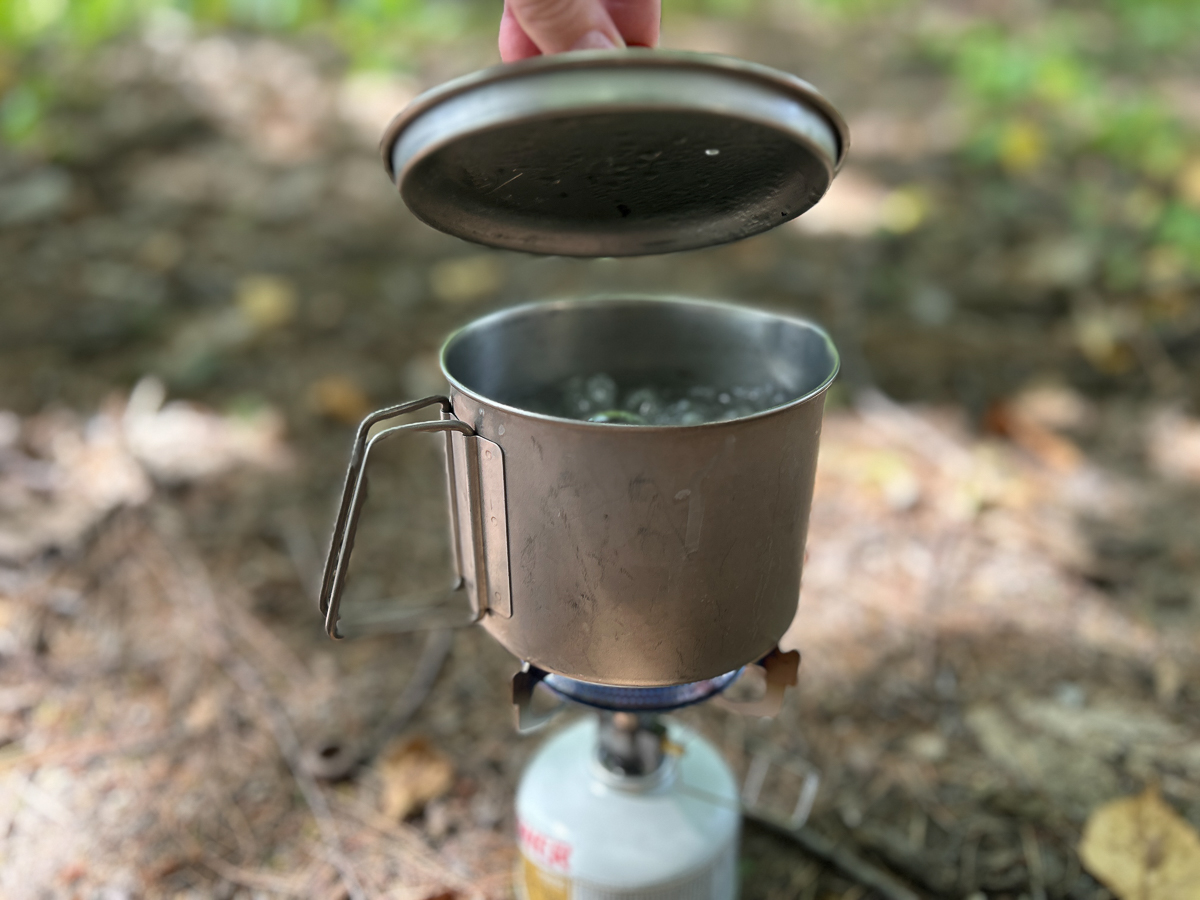 boiling water on backpacking stove