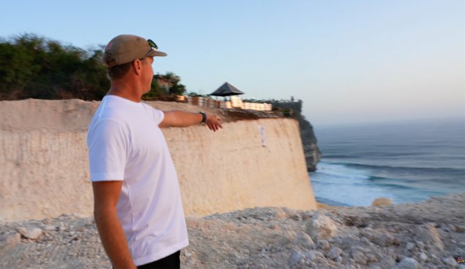 Jamie O'Brien visited the controversial Uluwatu construction project in his latest video. Photo: Jamie O'Brien // YouTube