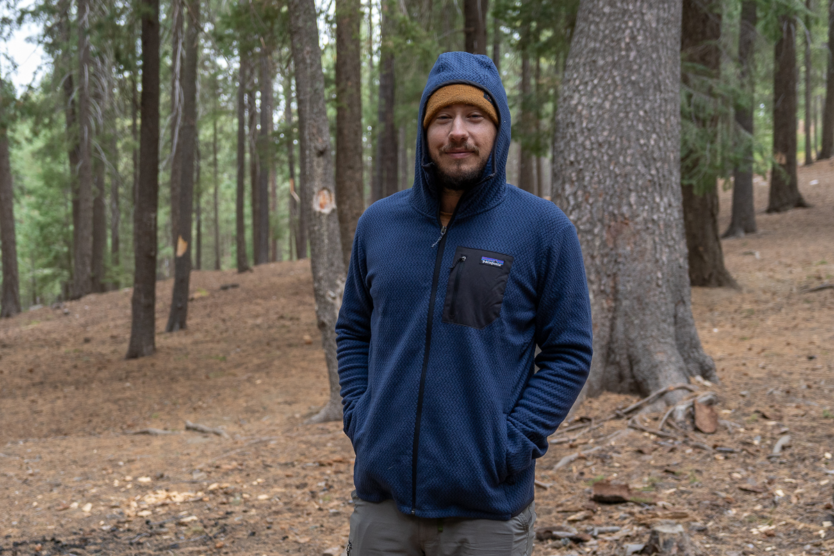 man wearing fleece jacket