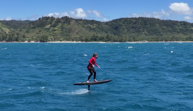 Nathan Florence on a marathon foiling session. Photo: Nathan Florence // YouTube