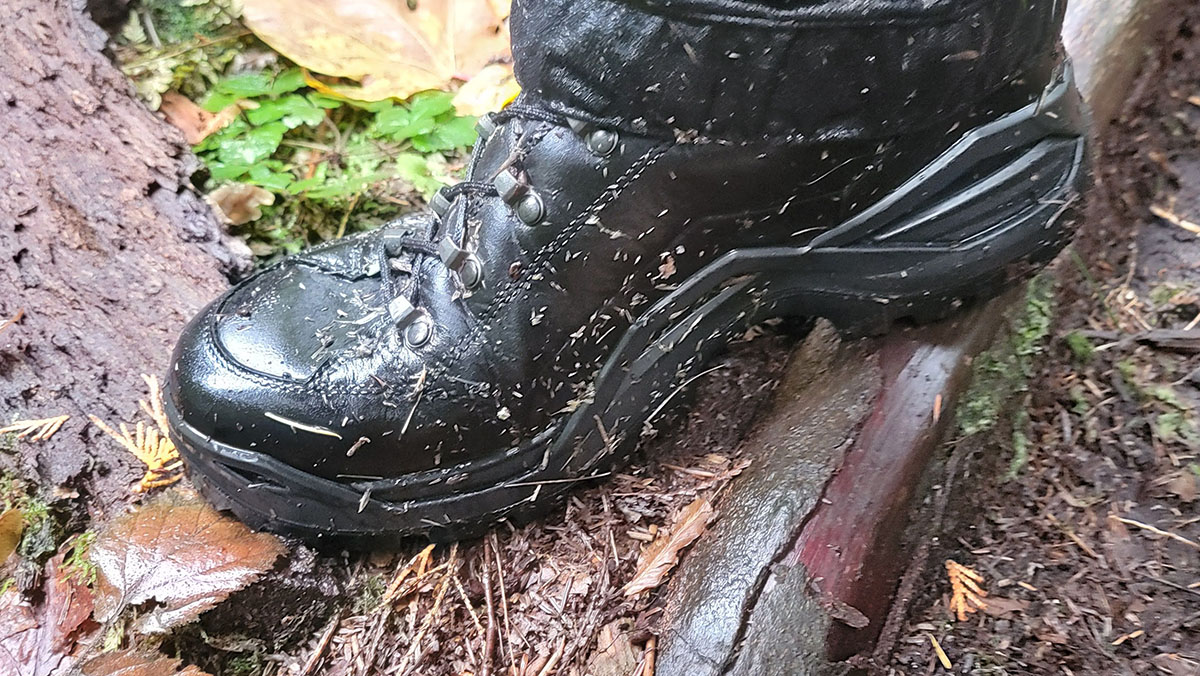 the lowa renegade evo gtx hiking boots in the forest