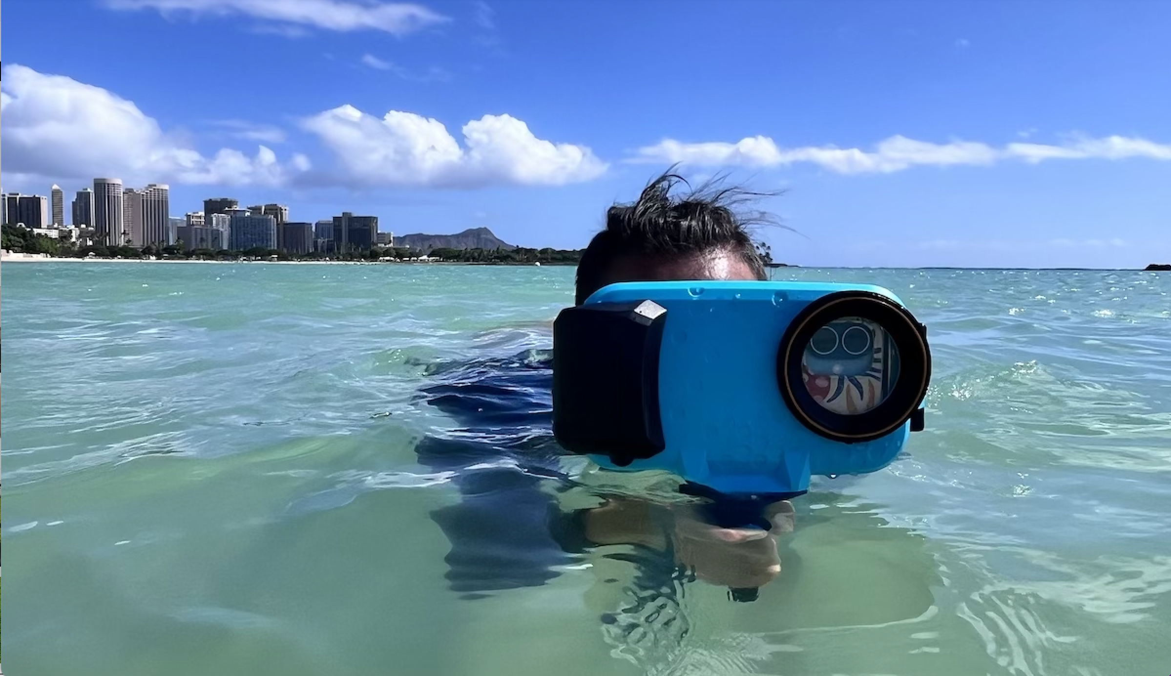 a man using waterproof phone cases