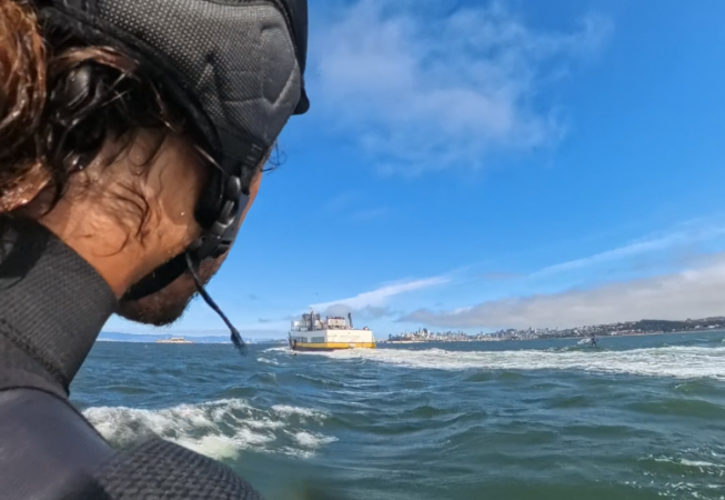 foiling behind a ferry with insta360 x4