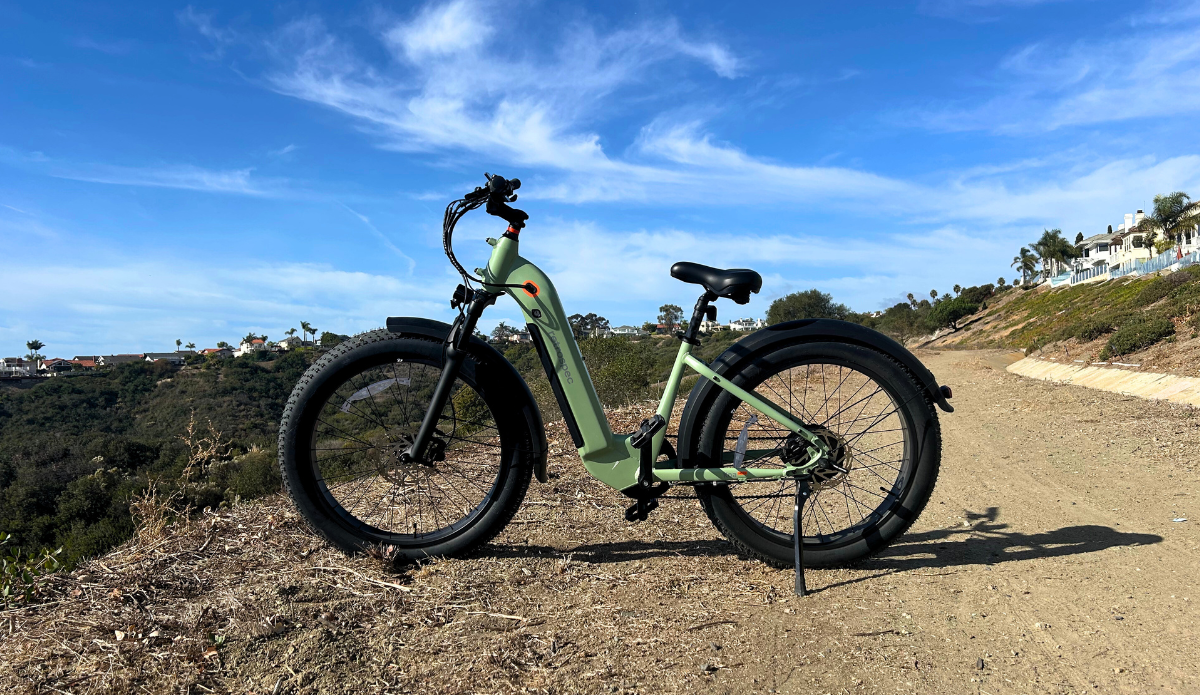 Koa Rev+ 2 Fat Tire E Bike on a dirt trail