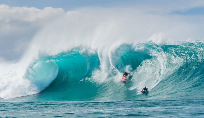 Jamie O'Brien and Mike Stewart at Pipeline