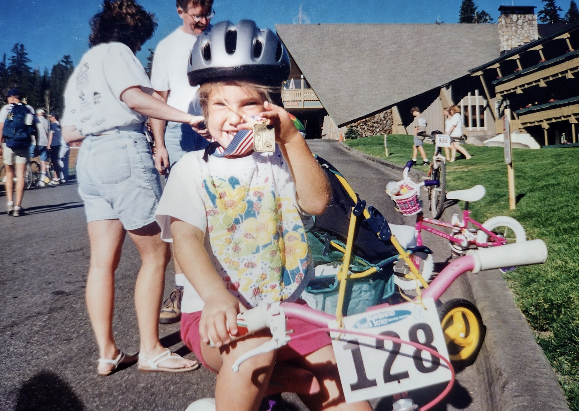 a kid riding a bike