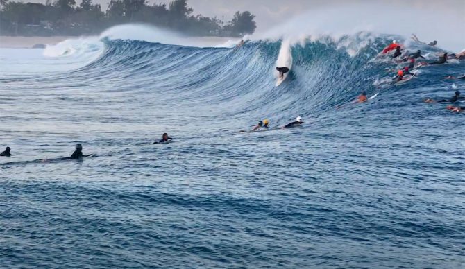 John John Florence surfing Pipeline