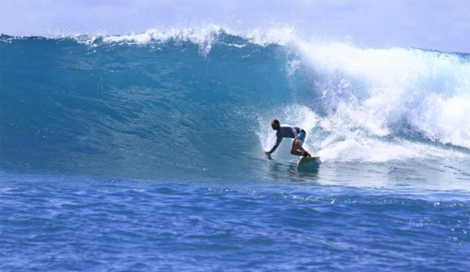 Matt Adler surfing Telo Islands